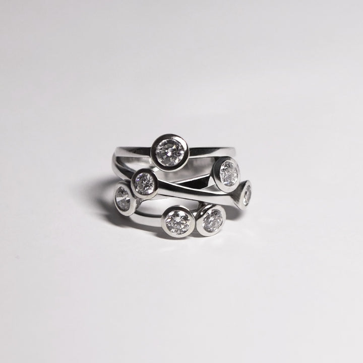 3.5 Carat Natural Round Brilliant Diamond "Bubble" Ring