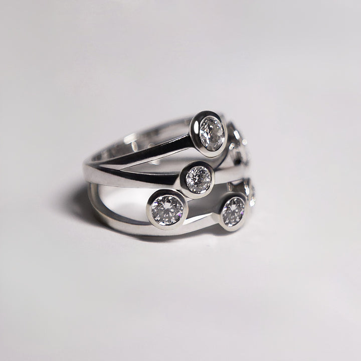 3.5 Carat Natural Round Brilliant Diamond "Bubble" Ring