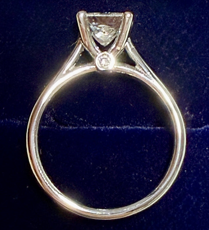 1.05 Carat Princess Diamond Cathedral Ring with Surprise Diamond