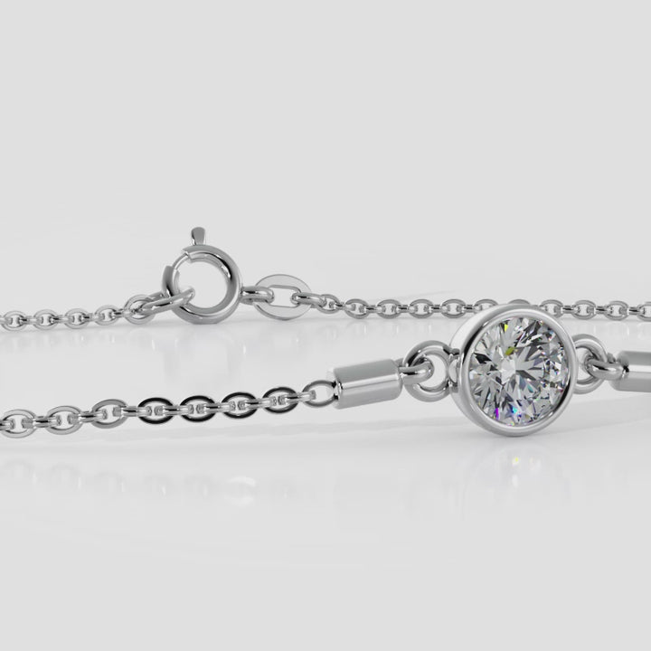 Solitaire Round Brilliant Diamond Adjustable Bracelet