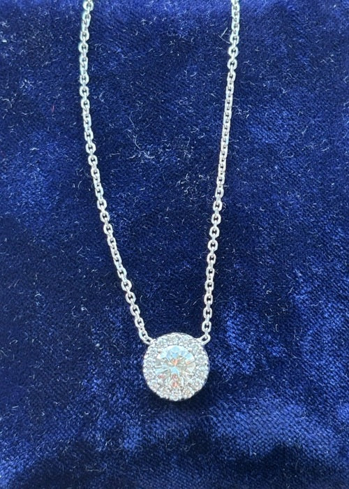 1.00 ct. Halo Pendant with Chain