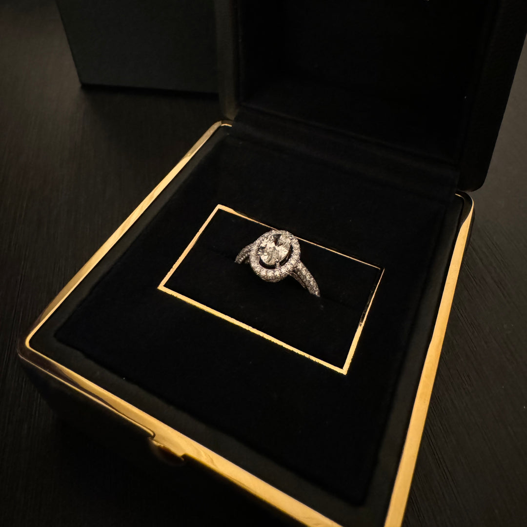 1.01 Carat, Natural, Oval Diamond Halo Ring