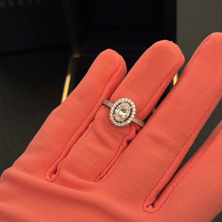 1.01 Carat, Natural, Oval Diamond Halo Ring