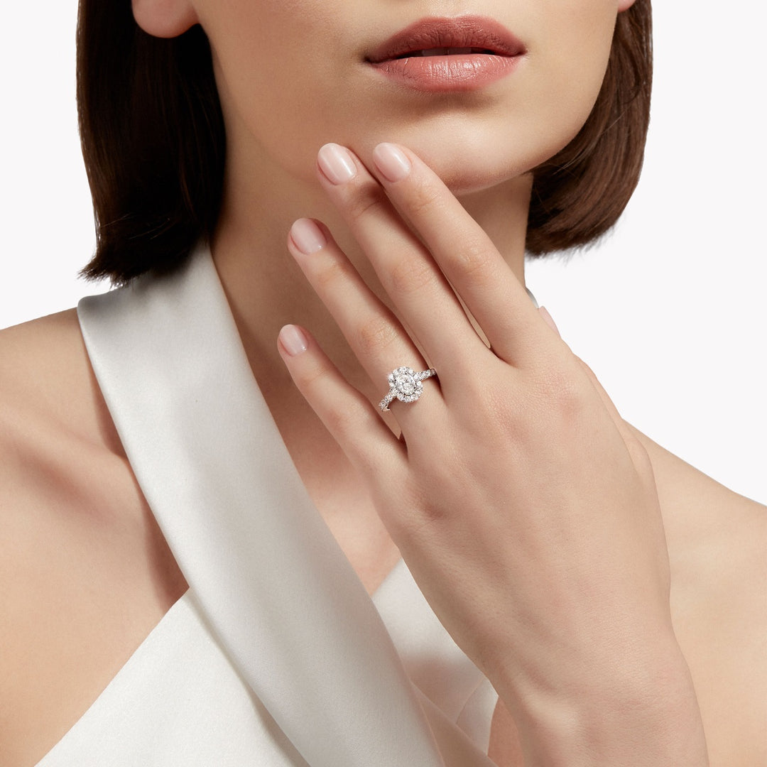 1.01 Carat, Natural, Oval Diamond Halo Ring