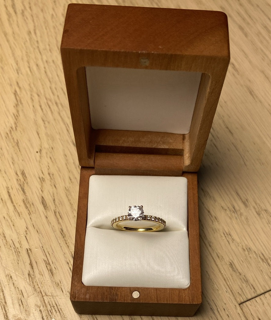 0.75 Carat Round Brilliant Pave Diamond Ring with 4-Prong Setting