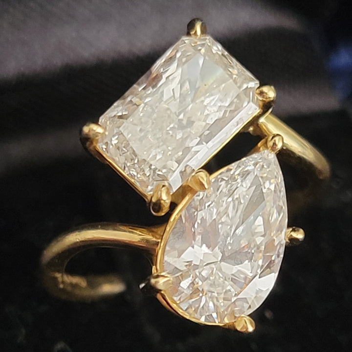 3.06 Carat, Lab-Grown, Two-Stone Diamond Ring