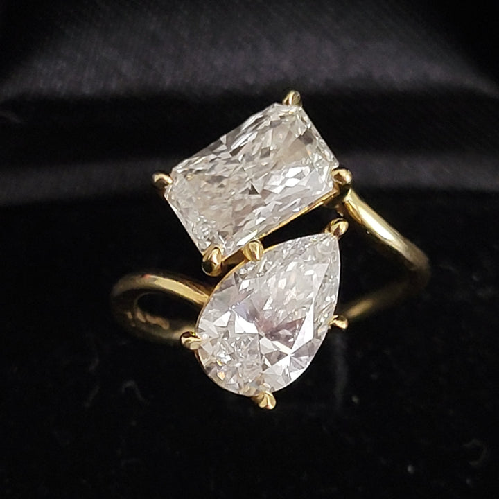 3.06 Carat, Lab-Grown, Two-Stone Diamond Ring