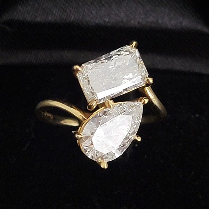 3.06 Carat, Lab-Grown, Two-Stone Diamond Ring