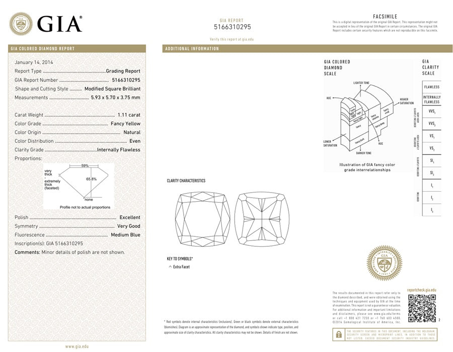 1.11 Carat Fancy Yellow Radiant Diamond