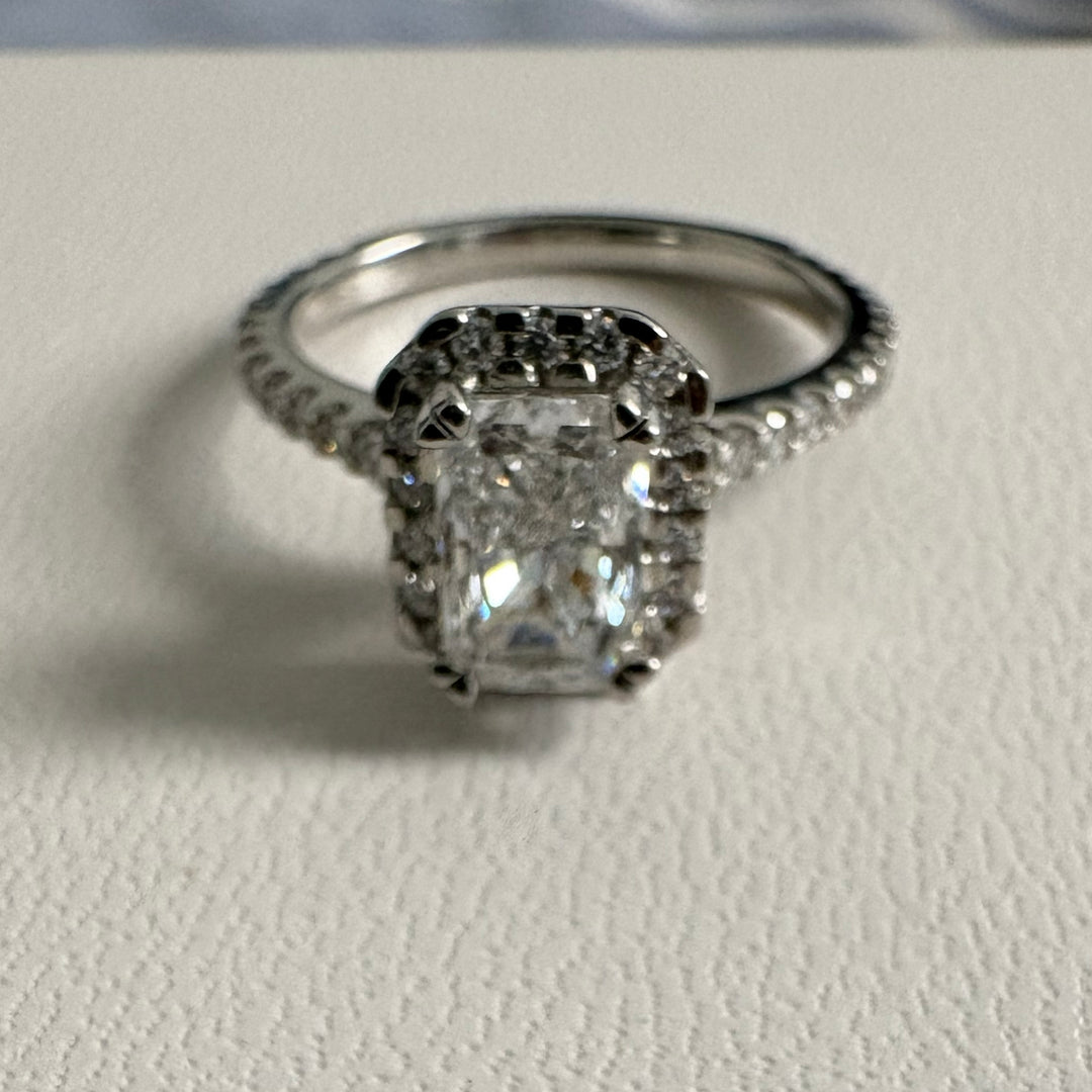 Lab-Grown Pave U-Prong Diamond Ring with Halo Setting