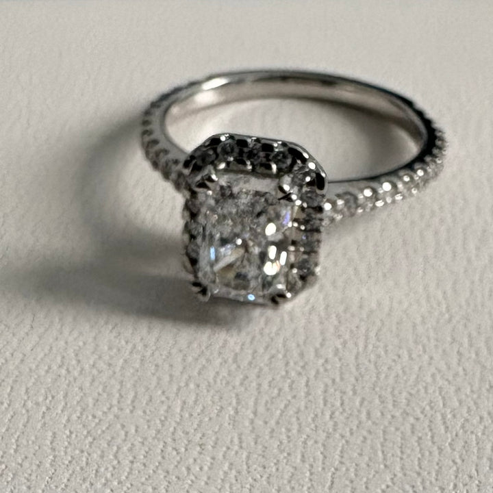 Lab-Grown Pave U-Prong Diamond Ring with Halo Setting