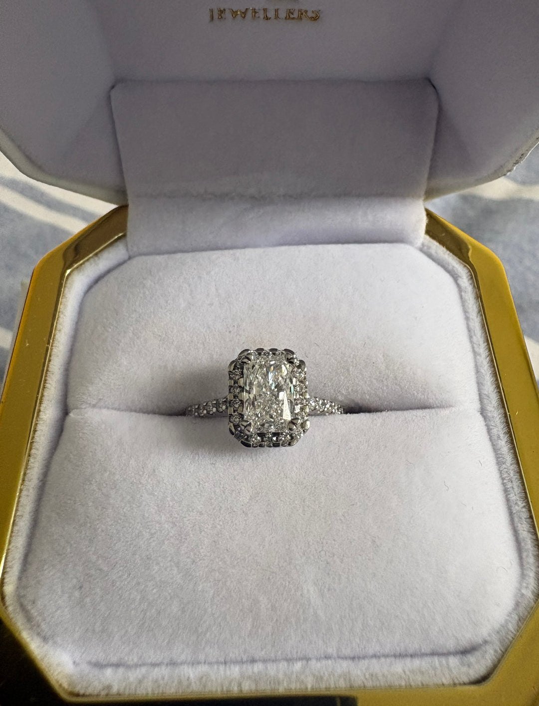 Lab-Grown Pave U-Prong Diamond Ring with Halo Setting