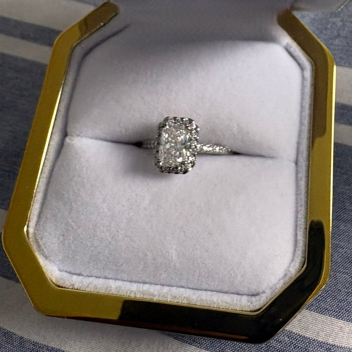 Lab-Grown Pave U-Prong Diamond Ring with Halo Setting