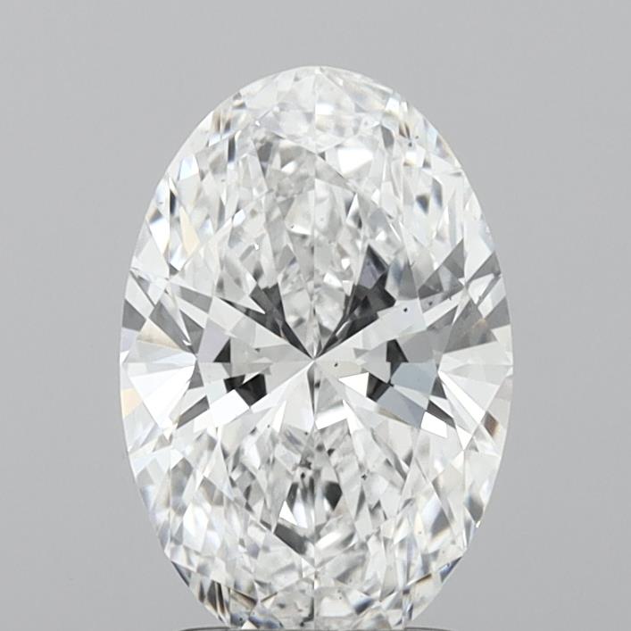 Oval-shaped diamond on a gray background