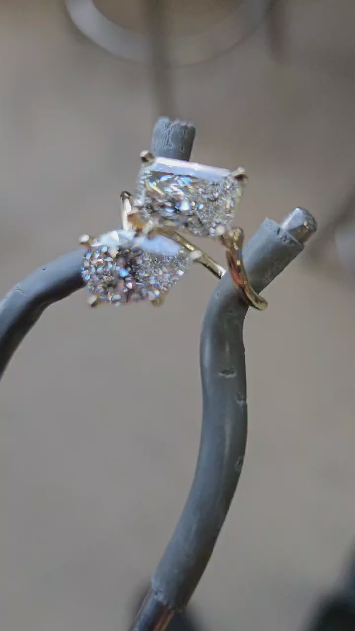3.06 Carat, Lab-Grown, Two-Stone Diamond Ring