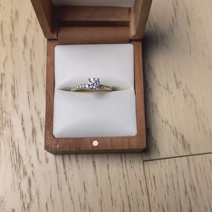 0.75 Carat Round Brilliant Pave Diamond Ring with 4-Prong Setting